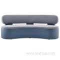 Modern Multiple Leather Fabric Splicing Arc Lounge Sofa